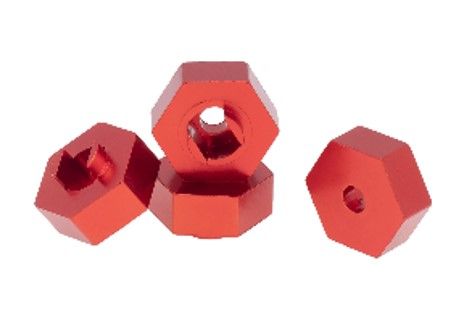 Hobby Details Traxxas 1/18 Teton Aluminum Hex Adaptor (4) - Red - Replaces TRA7669