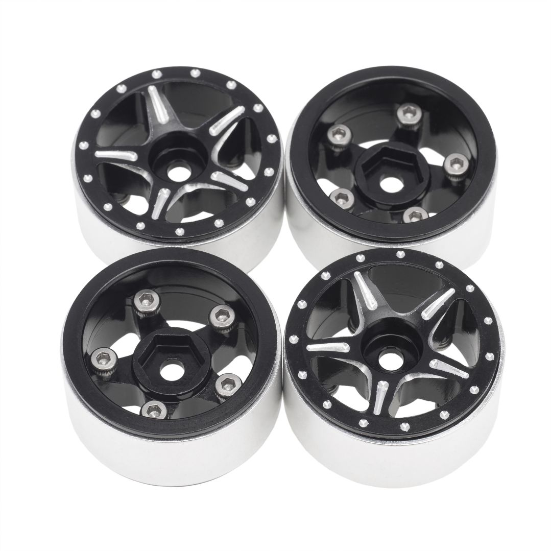 Hobby Details 1.0" CNC Aluminum Starfish-Pro Beadlock Wheels (4)