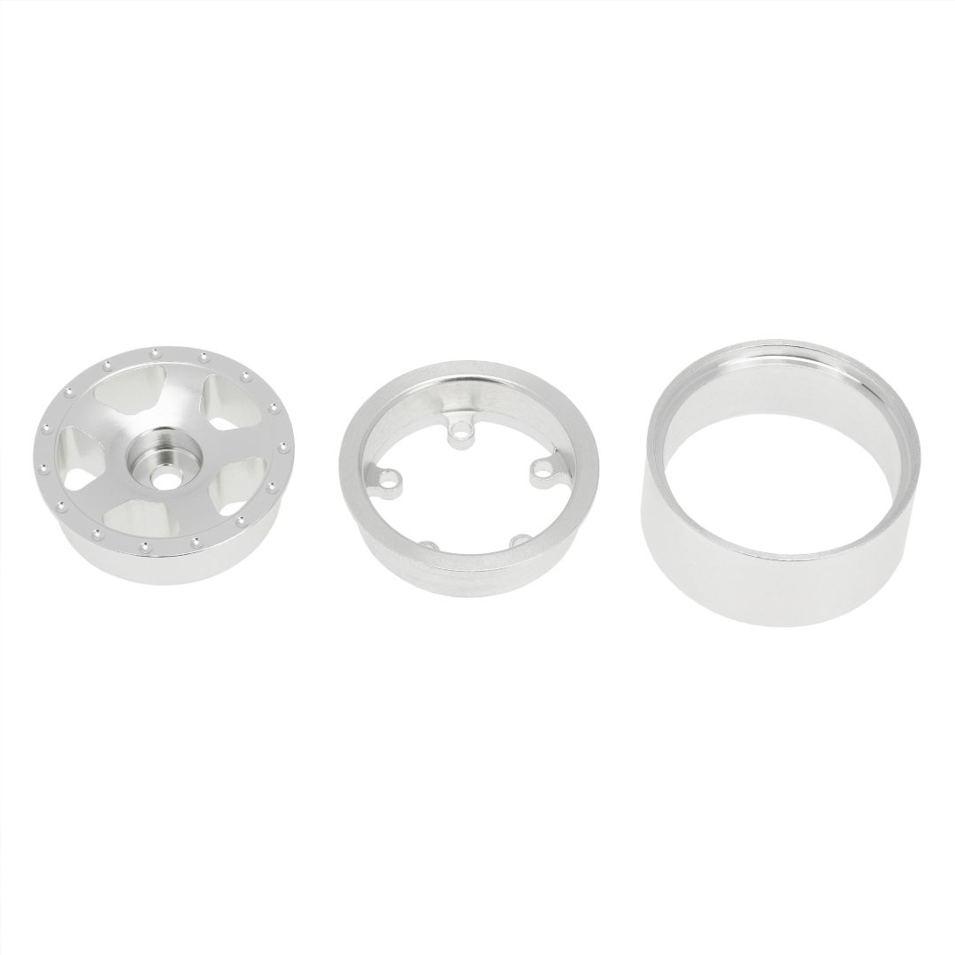 Hobby Details 1.0" CNC Aluminum Starfish Beadlock Wheels (4)(Sil - Click Image to Close