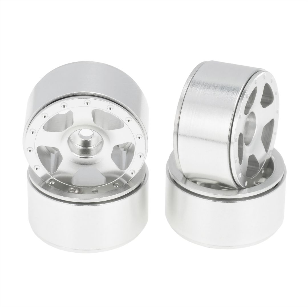 Hobby Details 1.0" CNC Aluminum Starfish Beadlock Wheels (4)(Sil