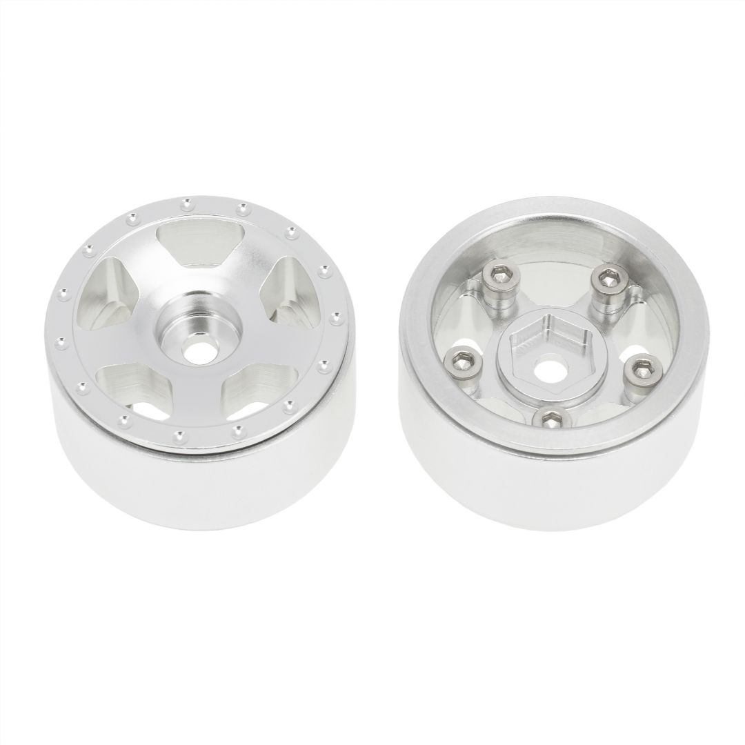 Hobby Details 1.0" CNC Aluminum Starfish Beadlock Wheels (4)(Sil