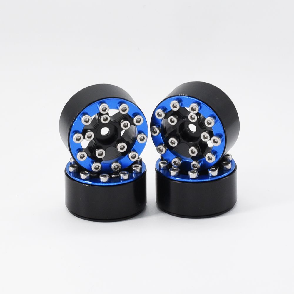 Hobby Details 1.0" CNC Aluminum Beadlock Wheels (4)(Blue) - Click Image to Close