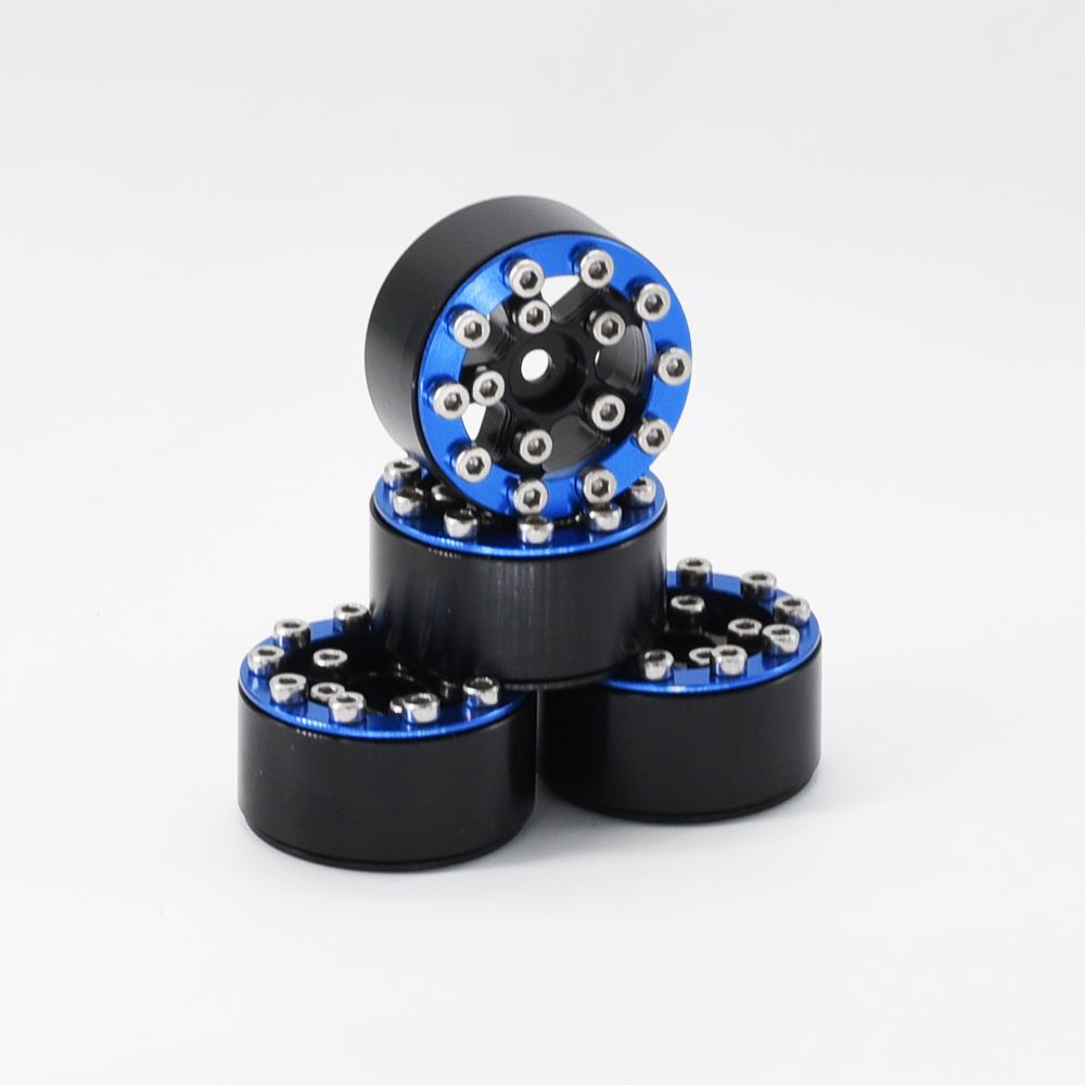 Hobby Details 1.0" CNC Aluminum Beadlock Wheels (4)(Blue)