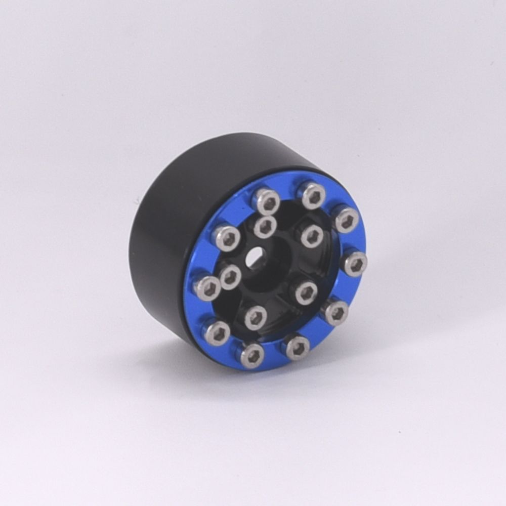 Hobby Details 1.0" CNC Aluminum Beadlock Wheels (4)(Blue) - Click Image to Close