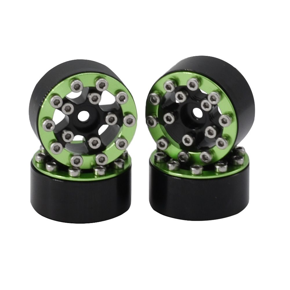 Hobby Details 1.0" CNC Aluminum Beadlock Wheels (4)(Green)