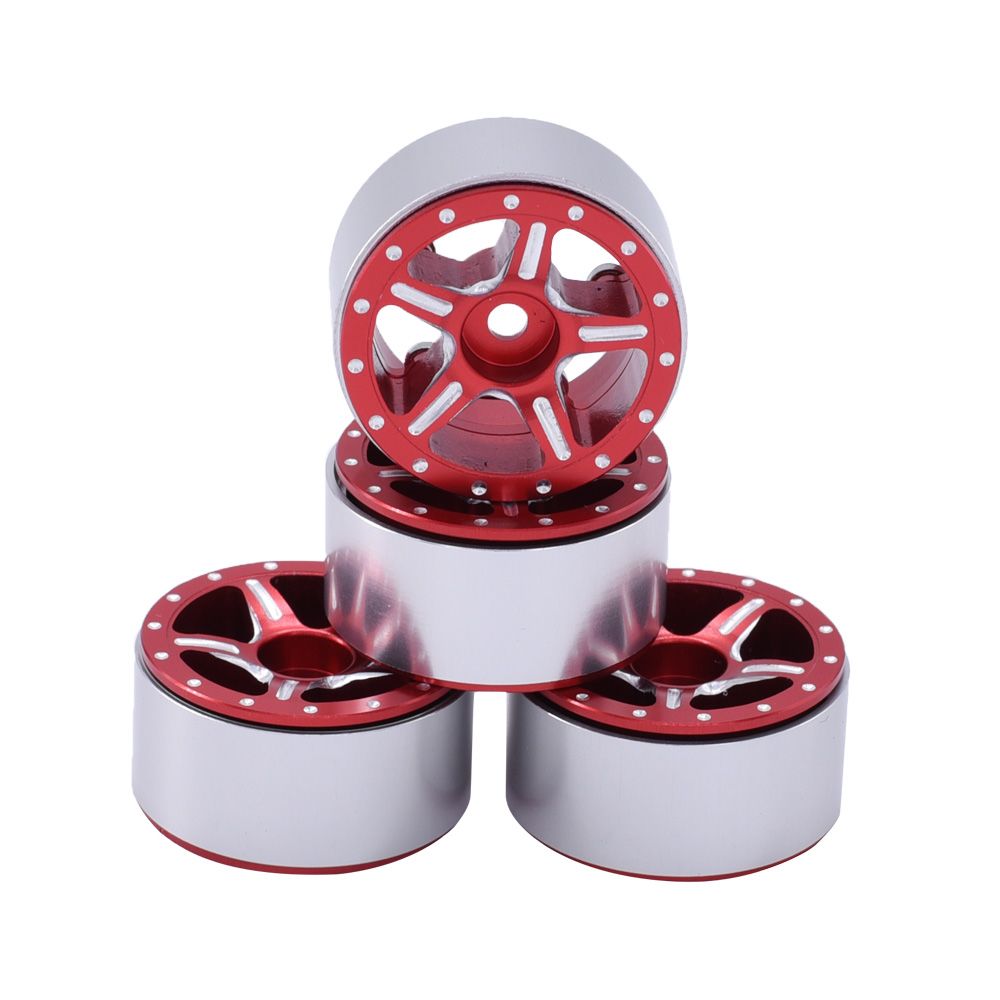 Hobby Details 1.0" Aluminum Starfish-Pro Beadlock Wheels (Red) - Click Image to Close