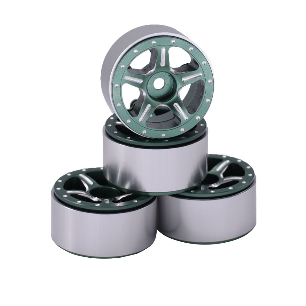 Hobby Details 1.0" Aluminum Starfish-Pro Beadlock Wheels (Green) - Click Image to Close