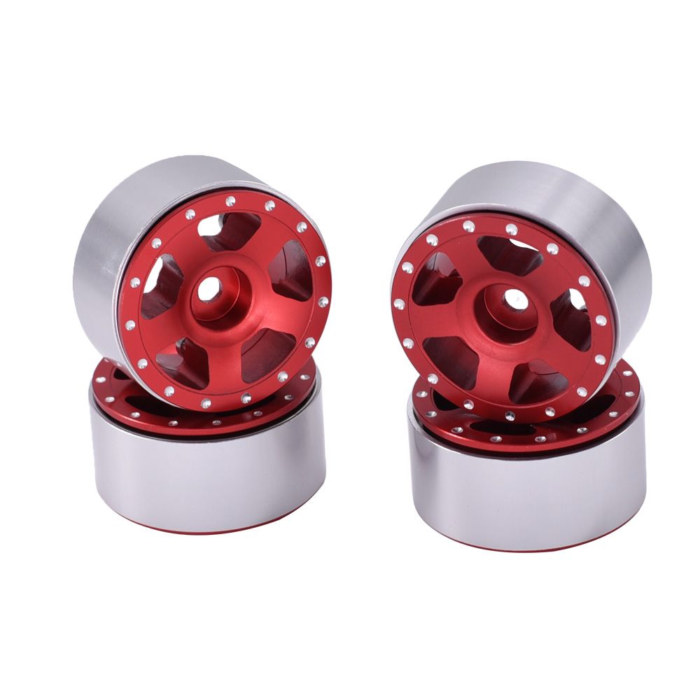 Hobby Details 1.0" Aluminum Starfish Beadlock Wheels (Red) - Click Image to Close