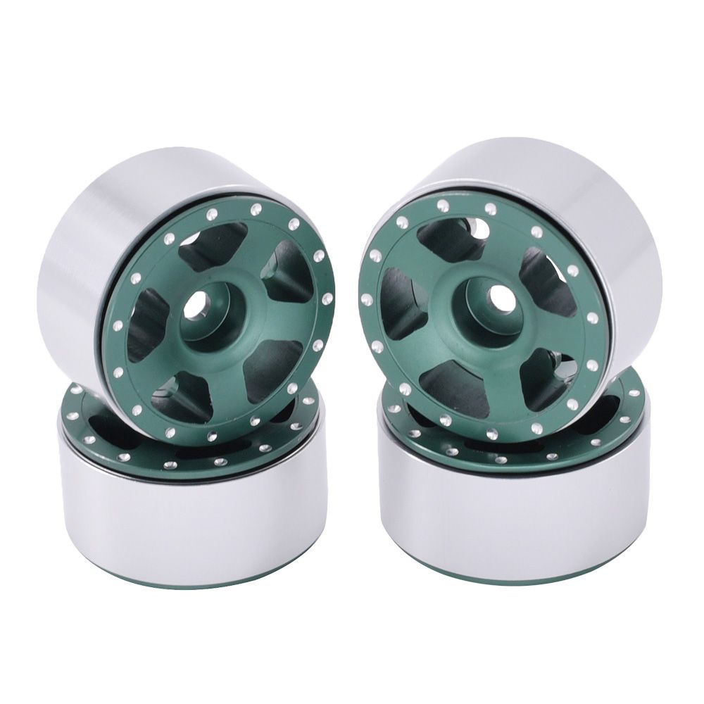 Hobby Details 1.0" Aluminum Starfish Beadlock Wheels (Green)