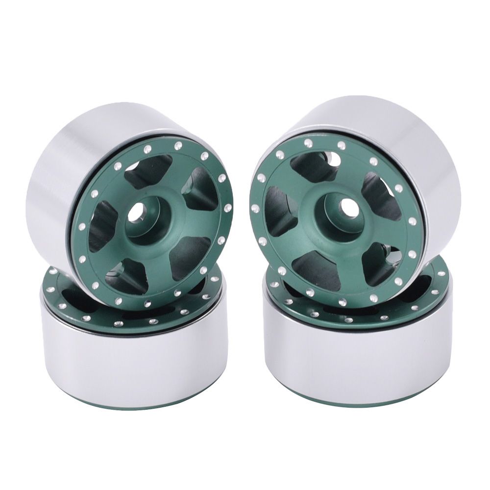 Hobby Details 1.0" Aluminum Starfish Beadlock Wheels (Green) - Click Image to Close