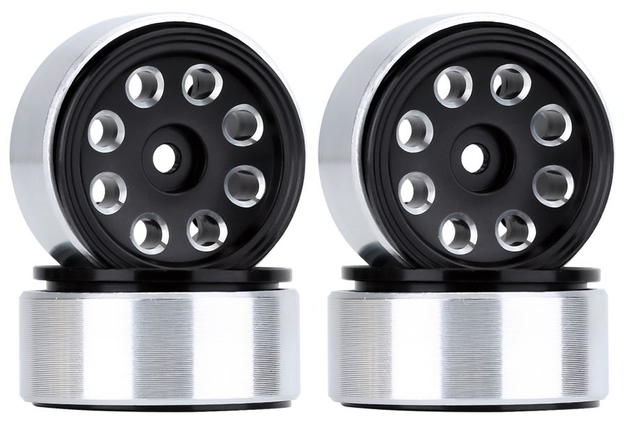 Hobby Details 1.0" Aluminum Eight-holes Beadlock Wheels (Black) - Click Image to Close