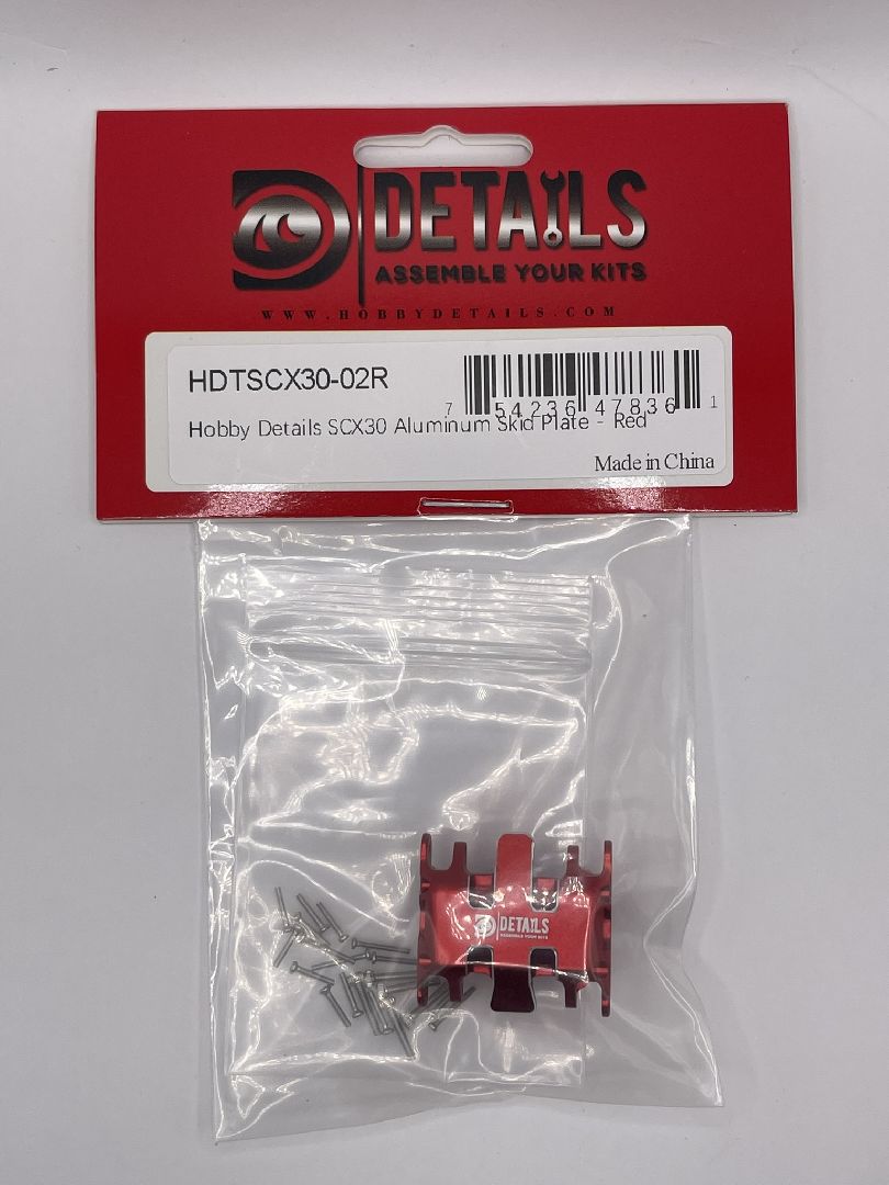 Hobby Details SCX30 Aluminum Skid Plate - Red