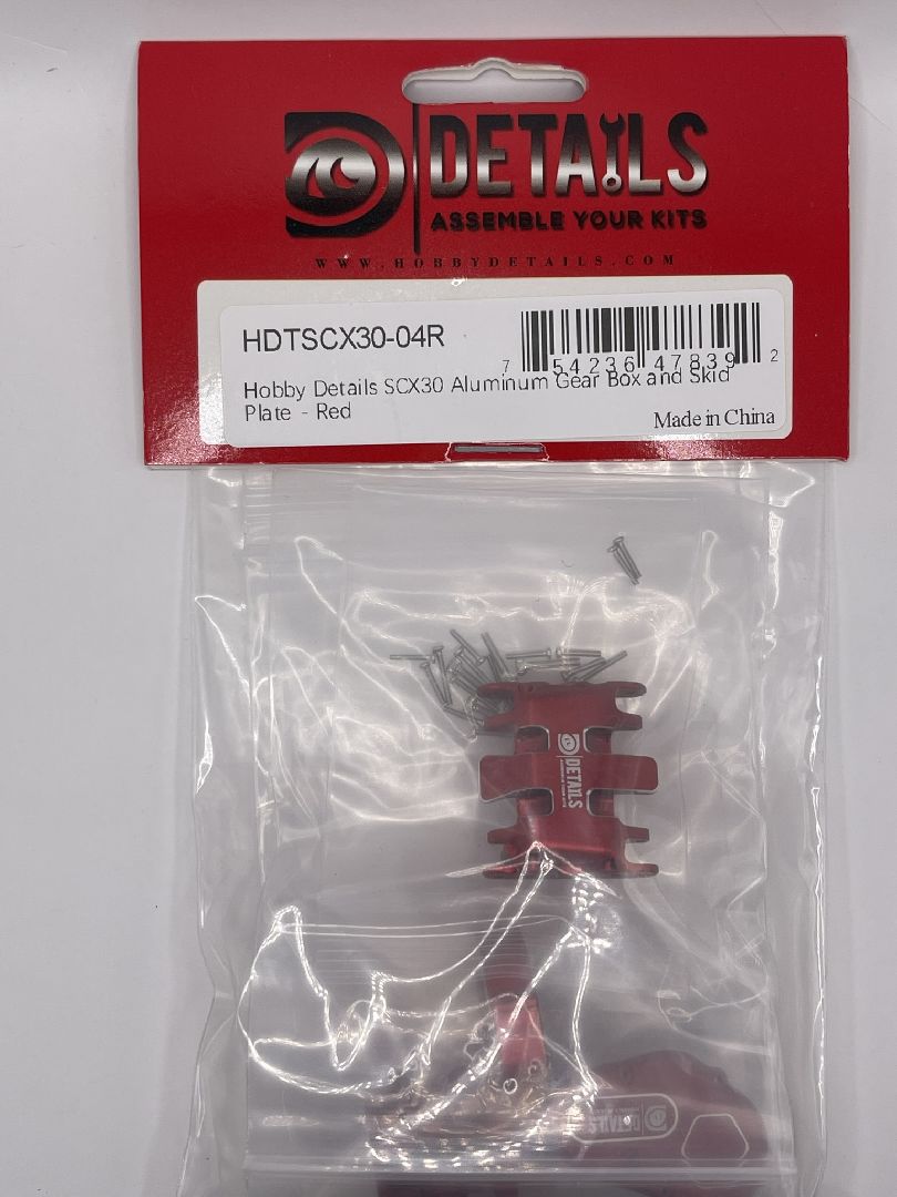 Hobby Details SCX30 Aluminum Gear Box and Skid Plate - Red