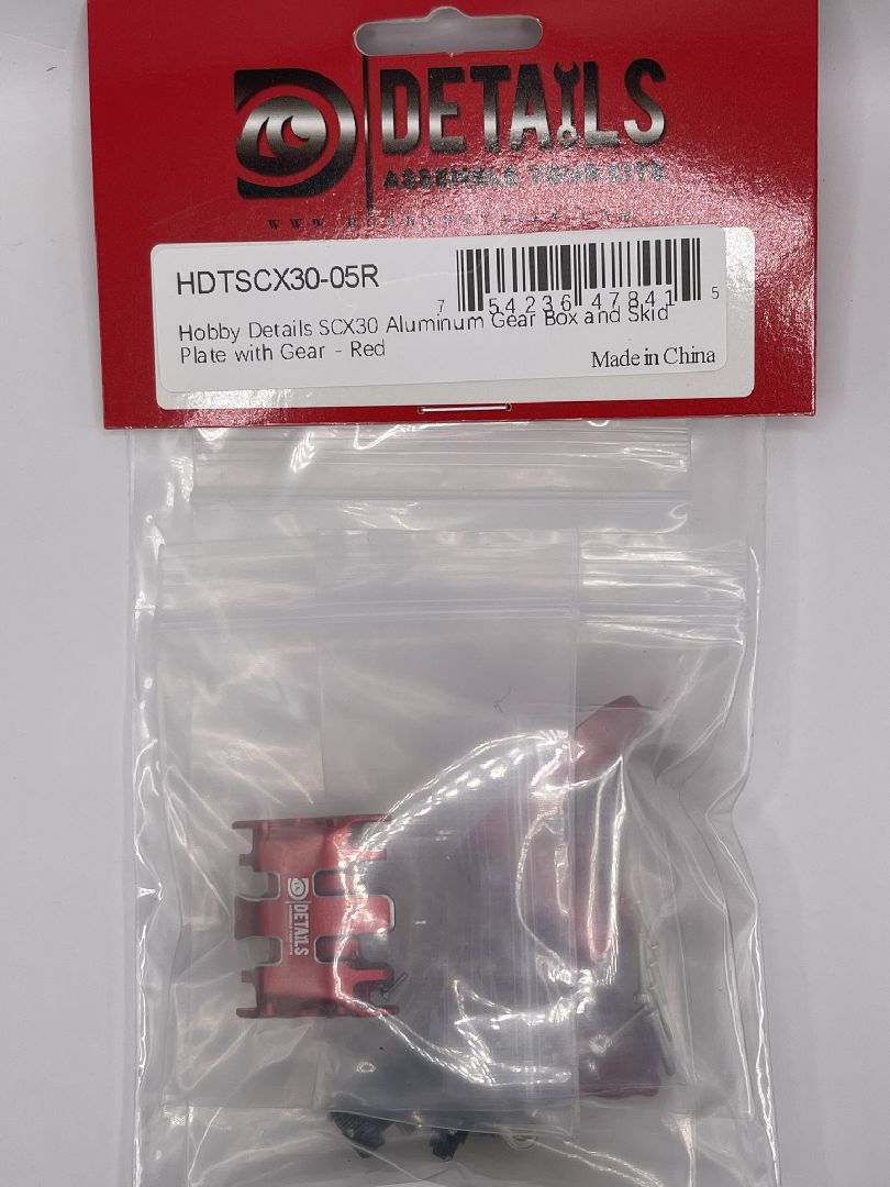Hobby Details SCX30 Aluminum Gear Box & Skid Plate w/Gear - Red