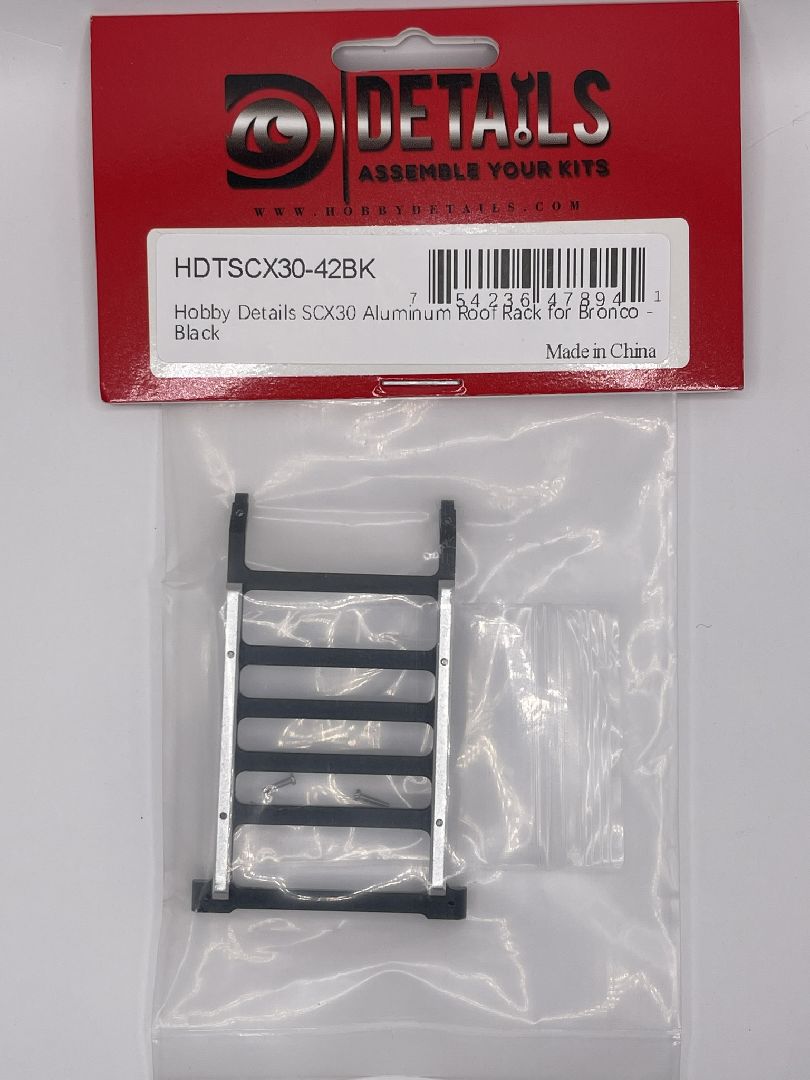 Hobby Details SCX30 Aluminum Roof Rack for Bronco - Black