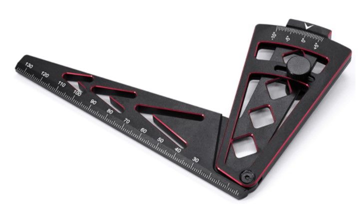 Hobby Details Aluminum Camber Gauge, 130mm - Black/Red - Click Image to Close