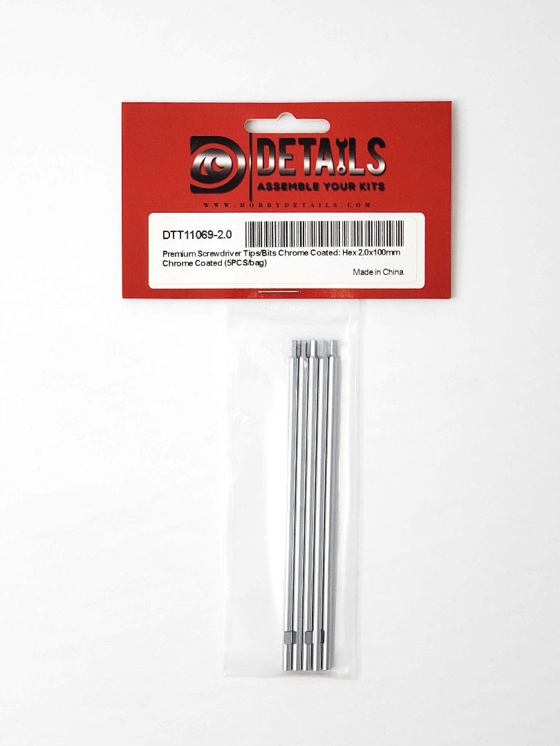 Hobby Details Premium Hex Tips - Chrome Coated - 2.0mm (5)