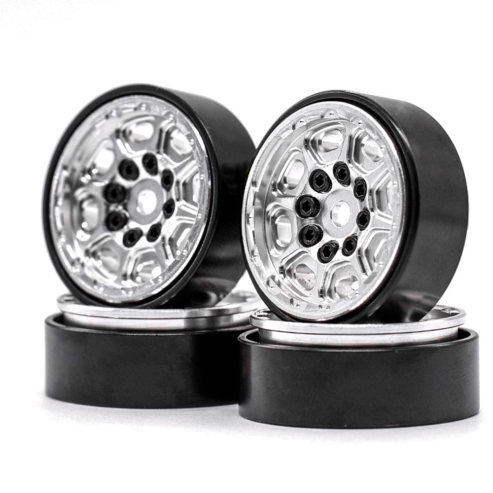 Hobby Details 1.0" CNC Beadlock Wheels, TRX-4M (Black/Silver)(4)