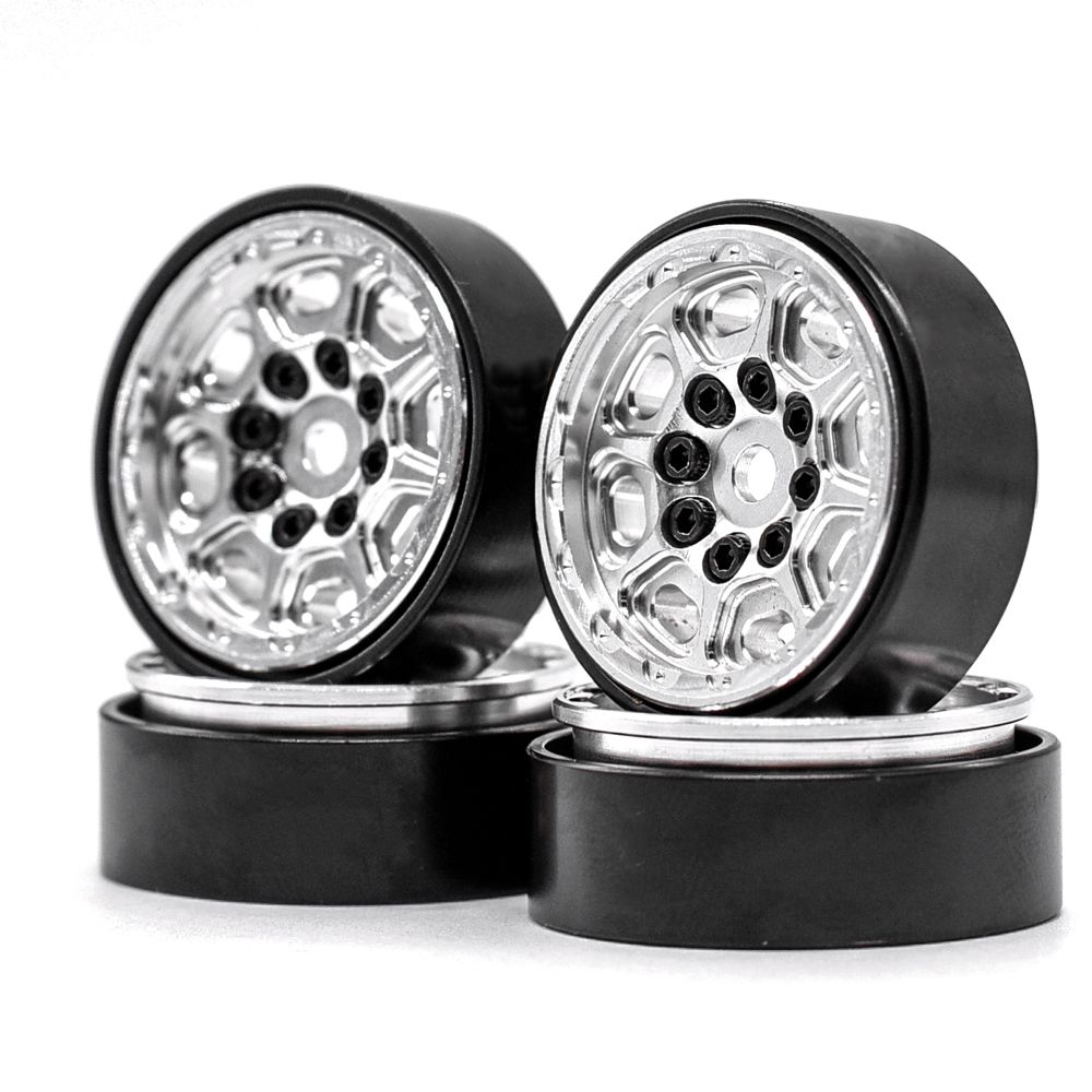 Hobby Details 1.0" CNC Beadlock Wheels, TRX-4M (Black/Silver)(4) - Click Image to Close