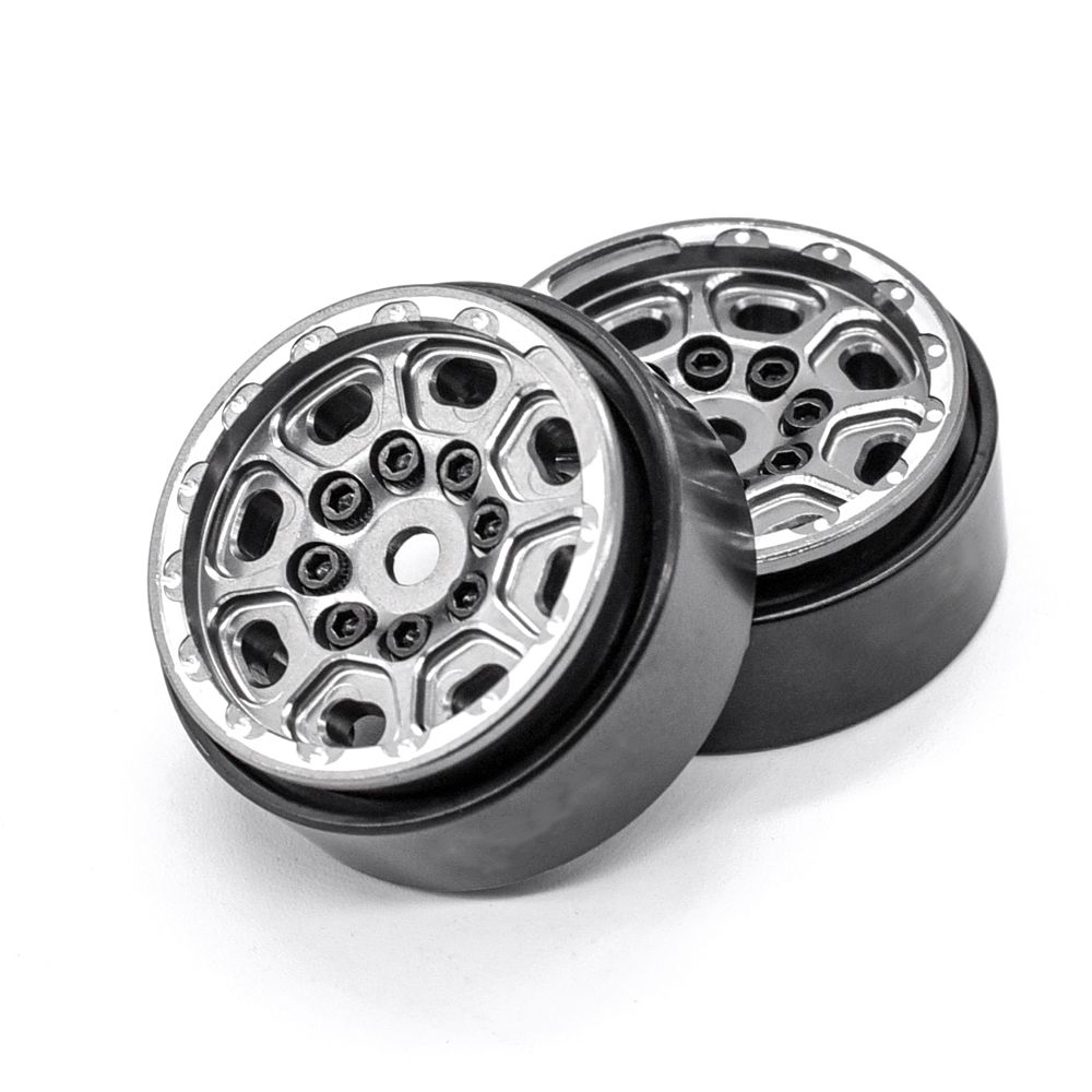 Hobby Details 1.0" CNC Beadlock Wheels, TRX-4M (Black/Silver)(4)