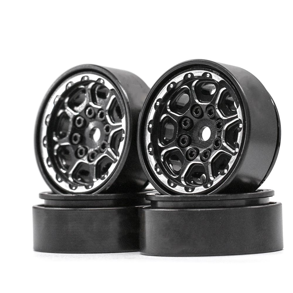 Hobby Details 1.0" CNC Beadlock Wheels, TRX-4M (Black/Black) (4) - Click Image to Close