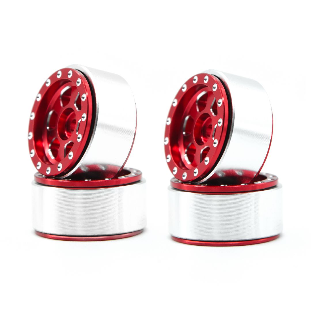 Hobby Details 1.0" CNC Aluminum Beadlock Wheels, TRX-4M (Red)(4)