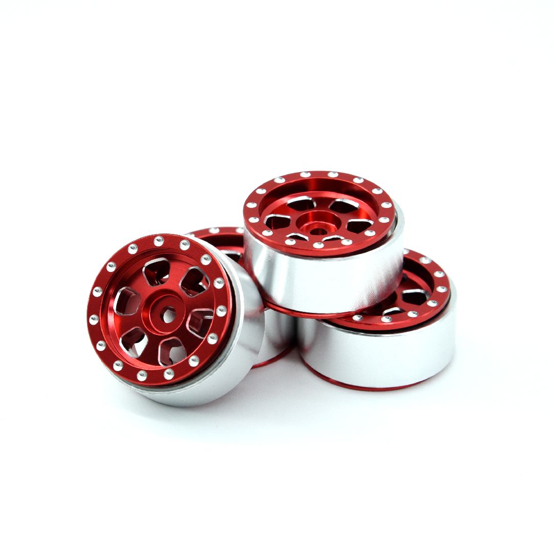 Hobby Details 1.0" CNC Aluminum Beadlock Wheels, TRX-4M (Red)(4)