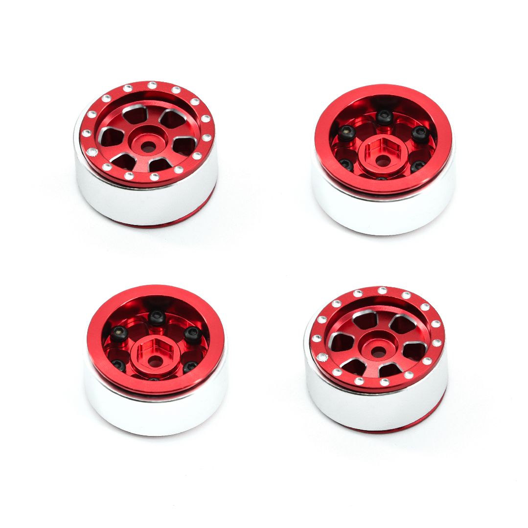 Hobby Details 1.0" CNC Aluminum Beadlock Wheels, TRX-4M (Red)(4) - Click Image to Close