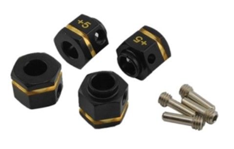 Hobby Details Brass Wheel Hex Adaptor Extensions +5 (12x10mm) 32g - Black (4)(Replaces TRA8269)