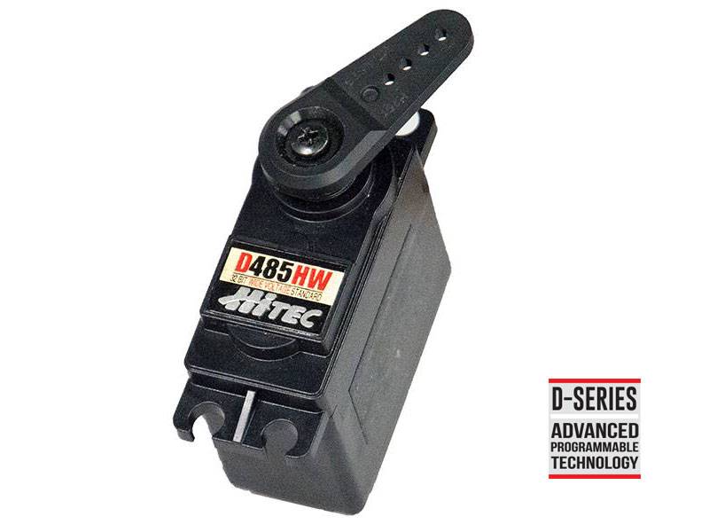 Hitec D485HW, 32-Bit, Wide Voltage, Carbonite Servo (67-103oz/in | 0.2-.15sec | 1.57x0.78x1.49