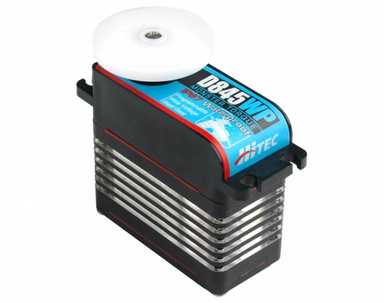 Hitec D-845WP Ultra Torque Steel Gear Waterproof Mega Servo (562oz-in|0.21sec@6.0V 694oz-in|0.17sec@7.4V|2.60 x 1.26 x 2.44