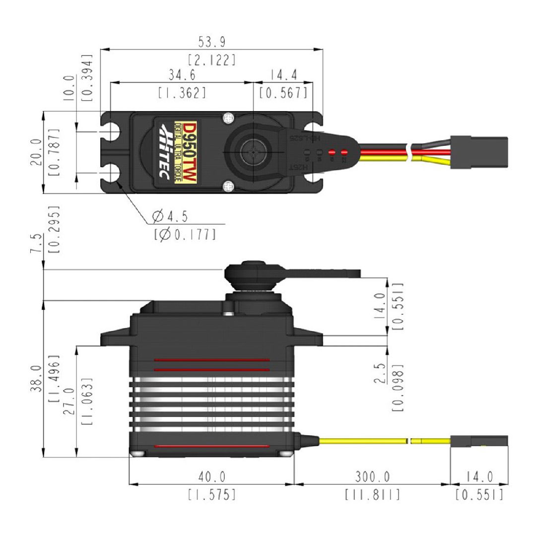 Hitec D950TW 25T Digital, Wide Voltage Titanium Coreless Servo – image 2