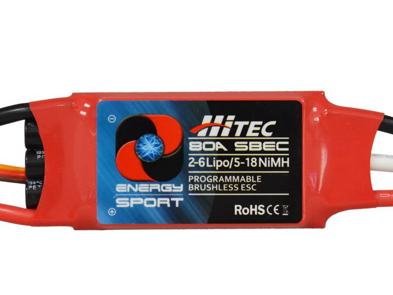 Hitec Energy Sport 80 Amp - 2-6S Lipo / 5-18NiMH, 5.5V / 5A BEC, 4mm Bullet
