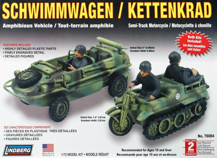 Lindberg Kettenkrad Schwimmerwagon 1/72 Model Kit (Level 2) - Click Image to Close