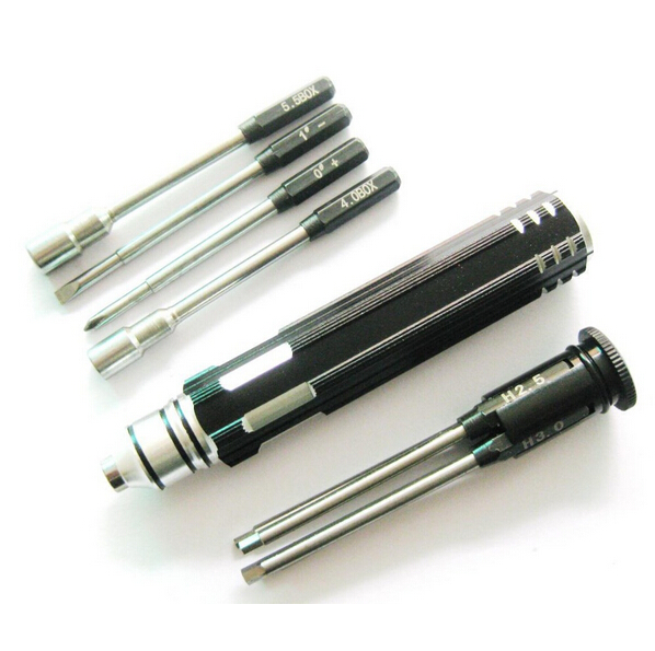 8-in-1 Screwdriver tool - Hex: 1.5mm, 2.0mm, 2.5mm, 3.0mm, Phillips, flat head, Socket: 4.0mm, 5.5mm