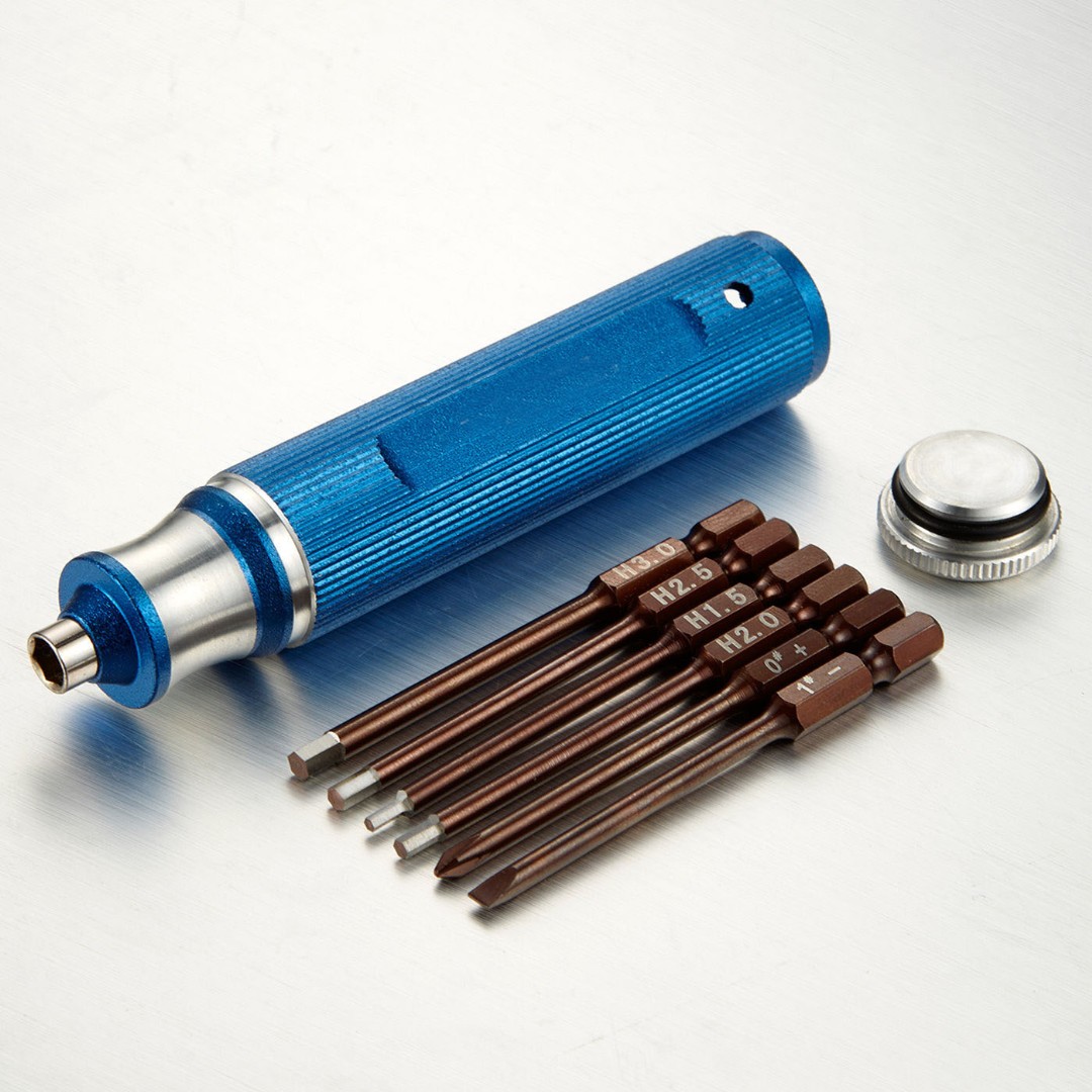 RC Tool Set (6-in1) (blue) Hex: 1.5mm, 2.0mm, 2.5mm, 3.0mm, #1 flat head, #0 Phillips