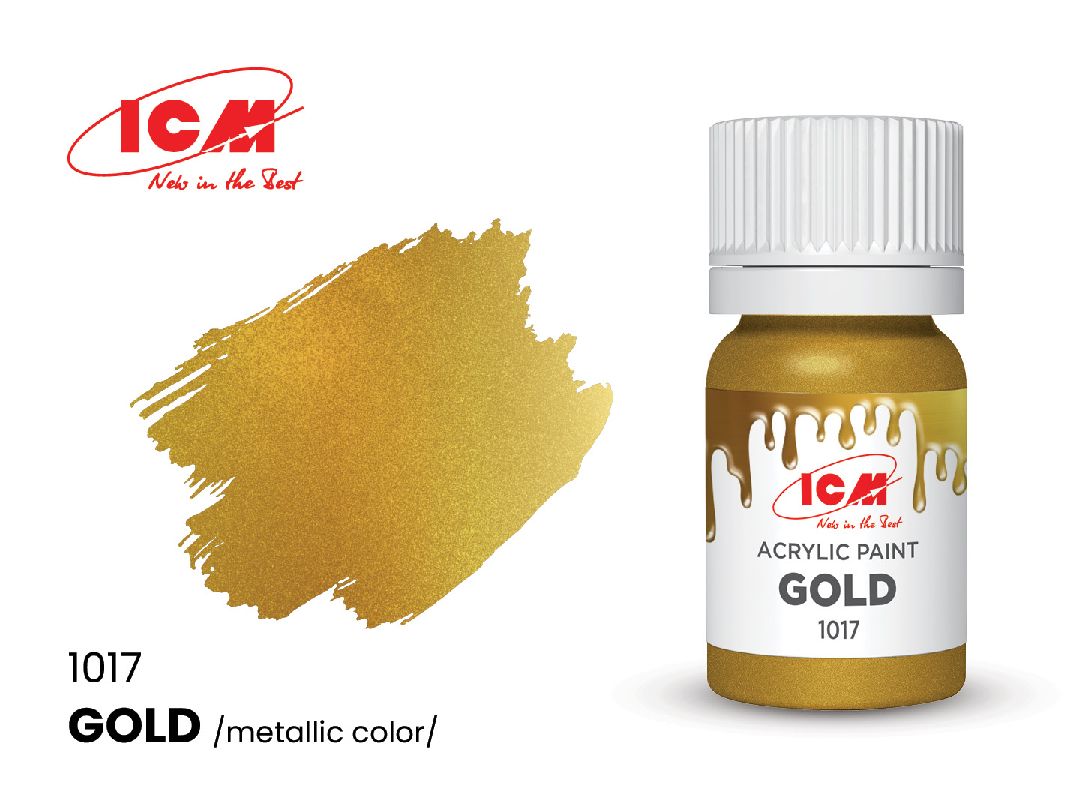 ICM Metallic Colours - Gold bottle, 12 ml (8 Pack)