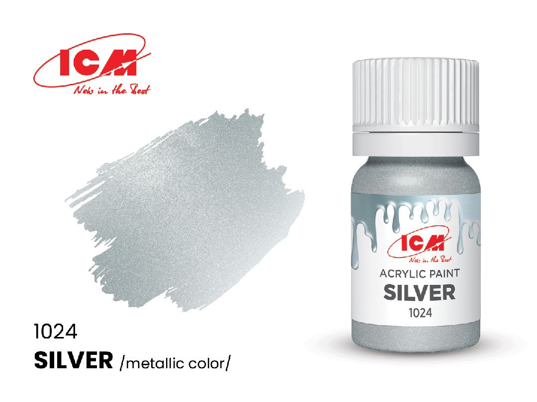 ICM Metallic Colours - Silver bottle, 12 ml (8 Pack)