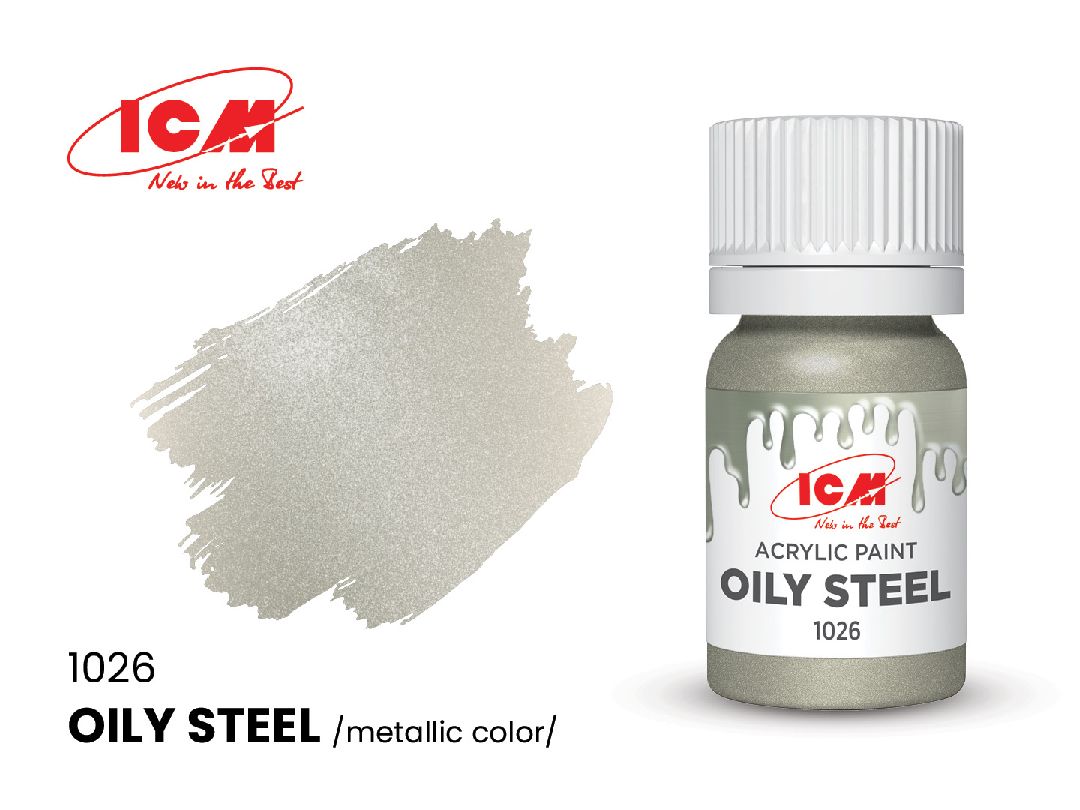 ICM Metallic Colours - Oily Steel bottle, 12 ml (8 Pack)