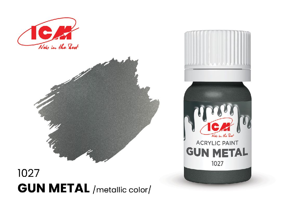 ICM Metallic Colours - Gun metal bottle, 12 ml (8 Pack)