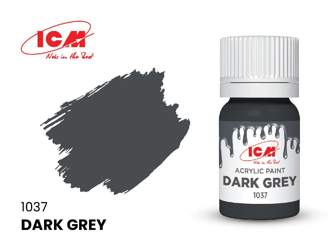 ICM Grey Colours - Dark Grey bottle, 12 ml (8 Pack)