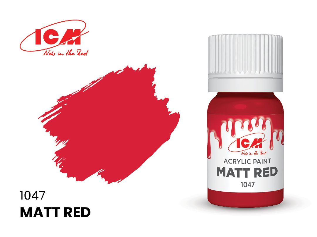 ICM Red Colours - Matte Red bottle, 12 ml (8 Pack)