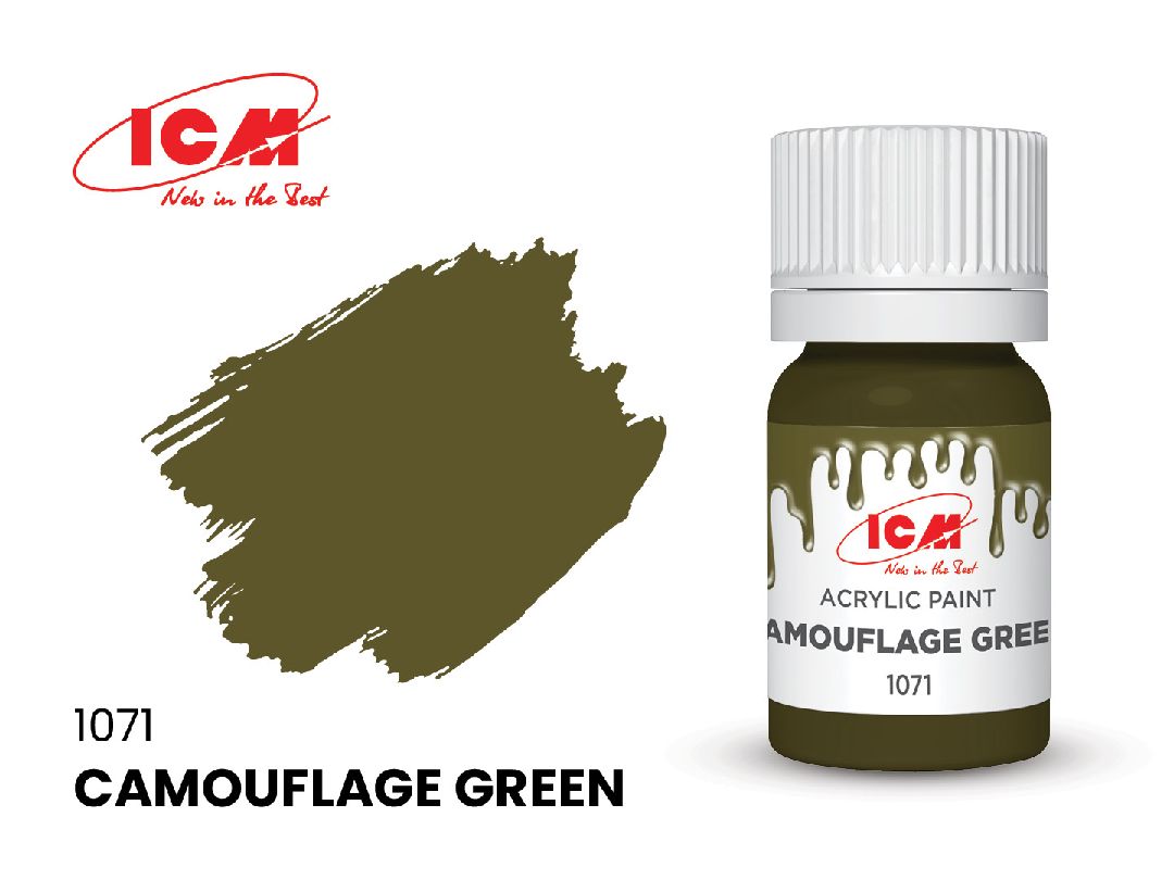ICM Green Colours - Camouflage Green bottle, 12 ml (8 Pack)