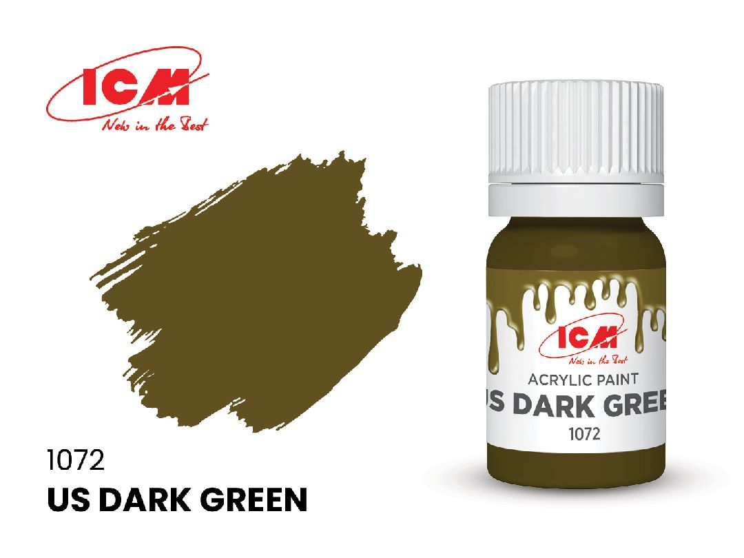 ICM Green Colours - US Dark Green bottle, 12 ml (8 Pack)