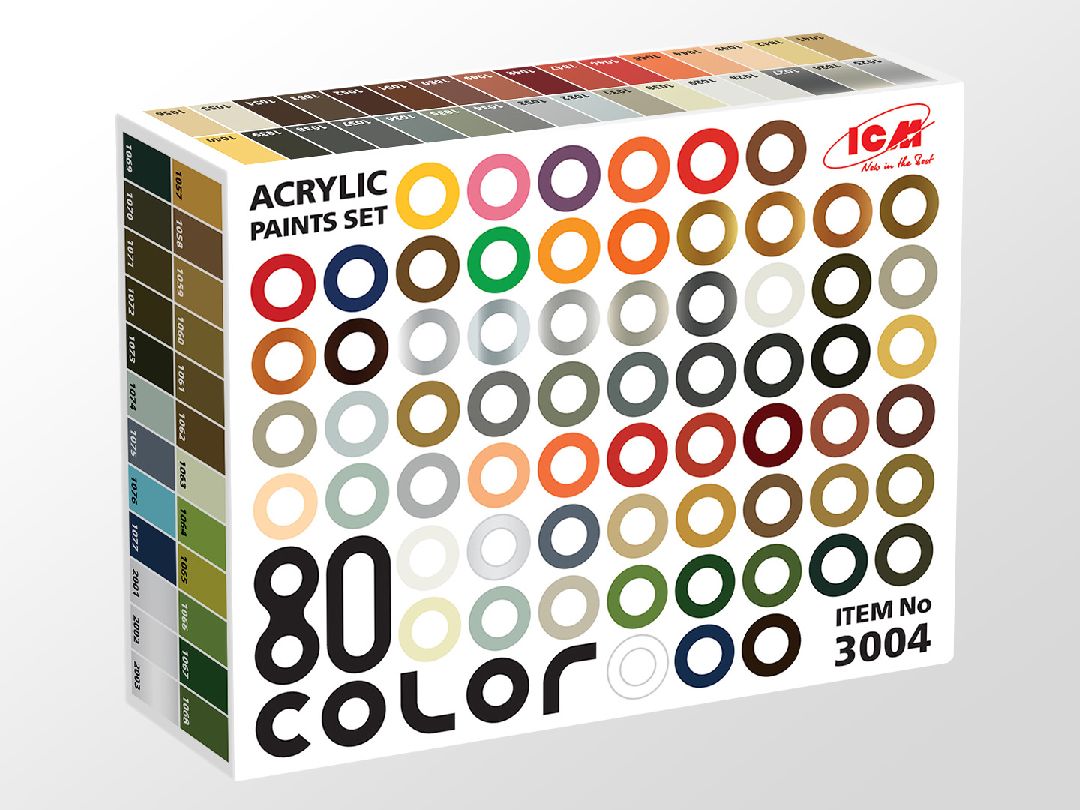 ICM Acrylic Paint Sets - 80 bottles (77color+3varnishes) х12 ml
