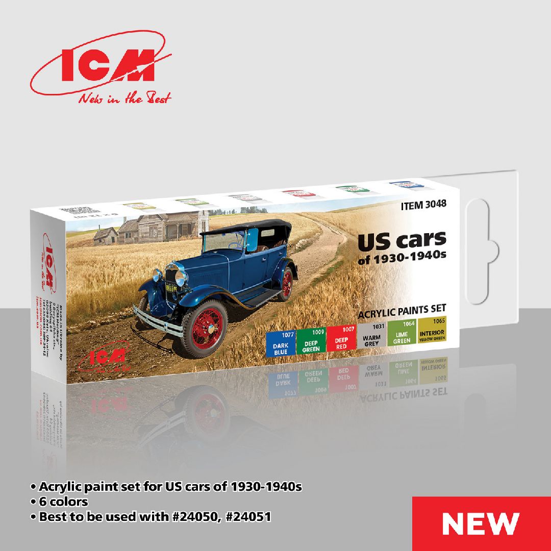 ICM Acrylic Paint Sets for US cars of 1930-1940s (6 colours)