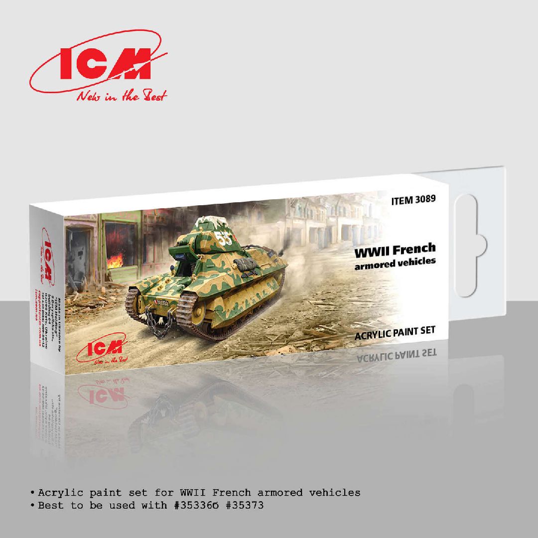 ICM Colour Sets - Acrylic paint set for WWII French armored vehicles , 6 bottles x 12ml