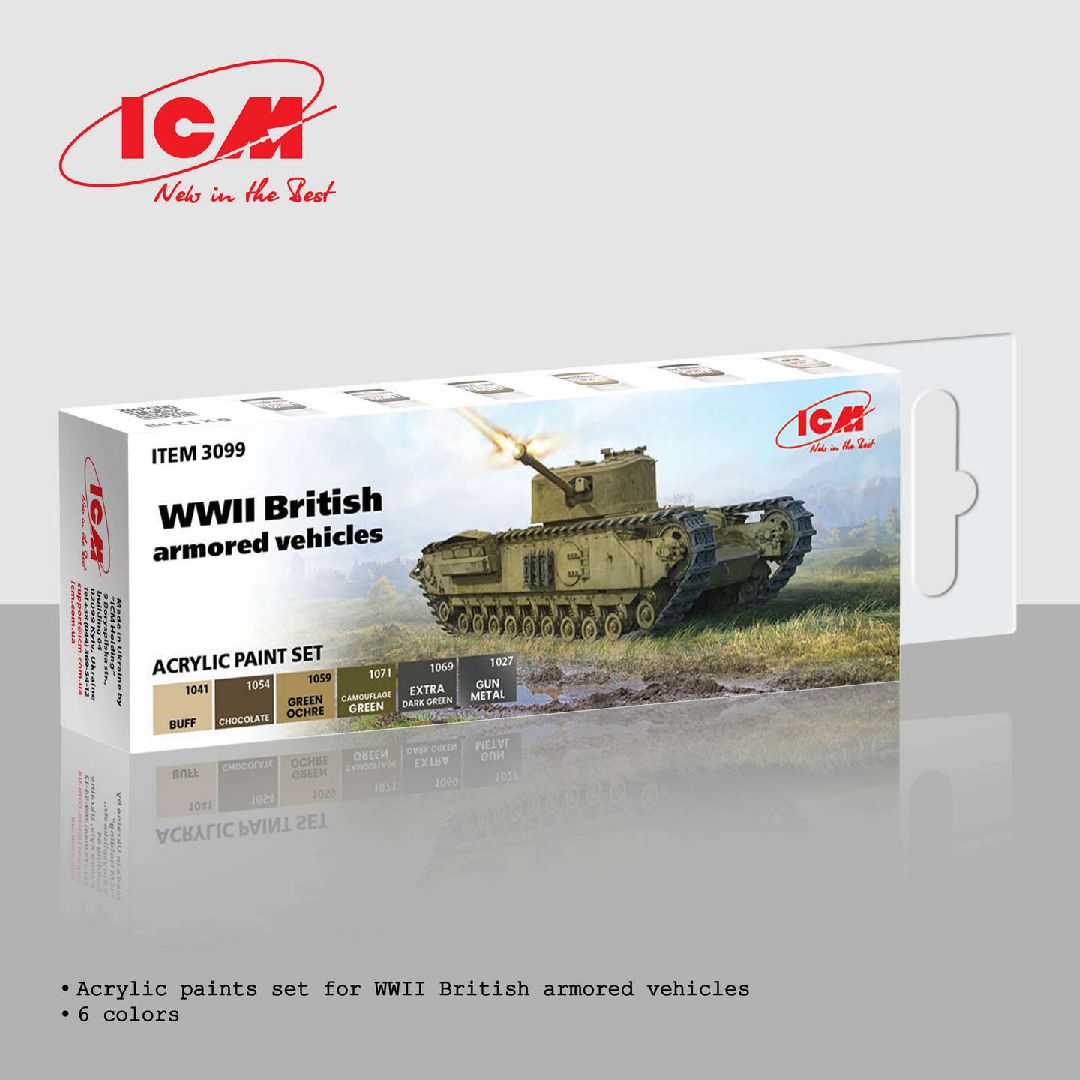 ICM Acrylic Paint Set for WWII British Armored Vehicles