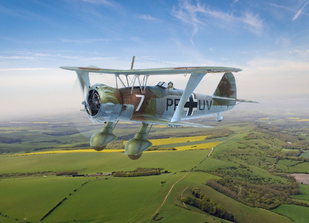 ICM 1/32 Hs 123A-1, WWII German attack aircraft (new molds)