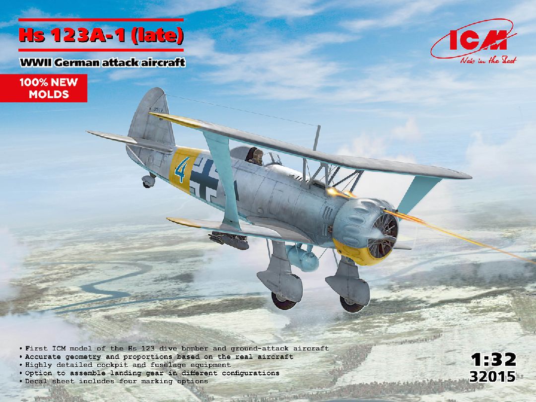 ICM 1/32 Hs 123A-1 (late), WWII German Attack Aircraft
